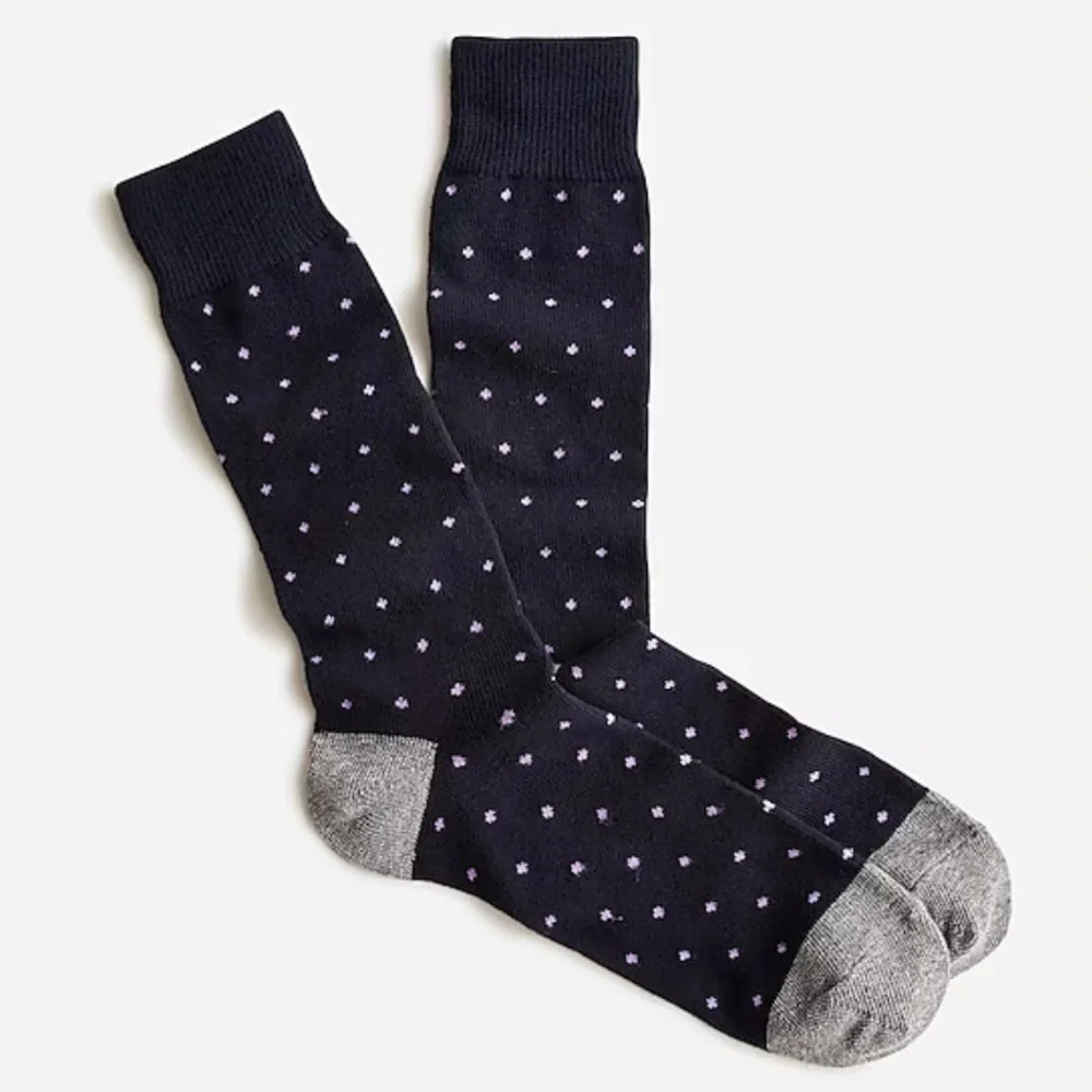 J crew Bird's-eye print socks navy pepper